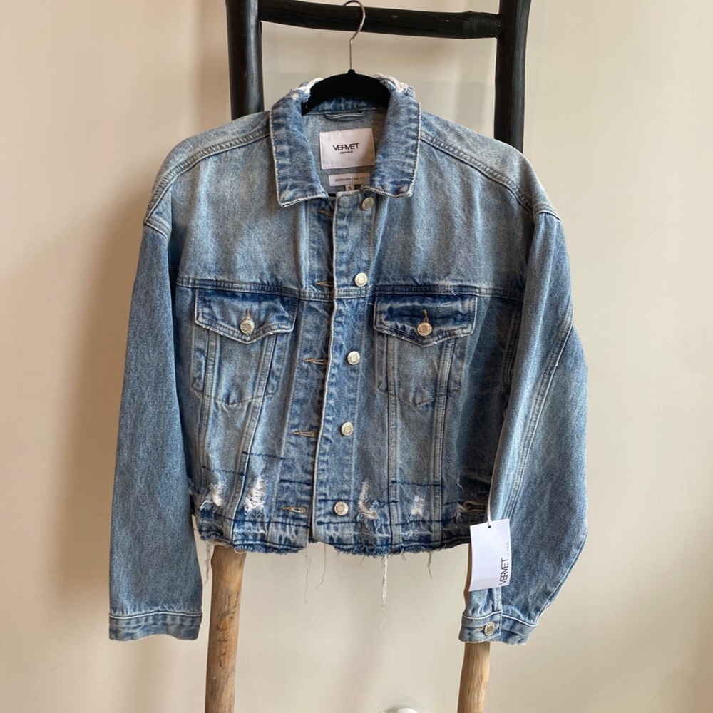 Vervet Oversized Cropped Denim Jacket